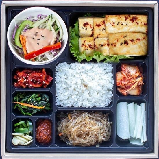 Premium pan fried tofu vegetable dosirak/ 프리미엄 부침두부 도시락.