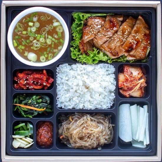 Premium seokgalbi (BBQ pork) dosirak/ 프리미엄 석갈비 도시락.